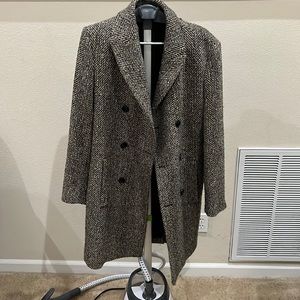 Zara Black and White Herringbone Trench Coat